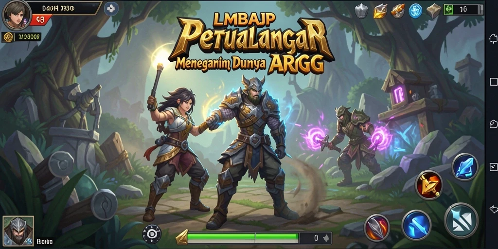 Tangkapan layar gameplay LMBAJP dengan aksi seru dan lingkungan fantastis.