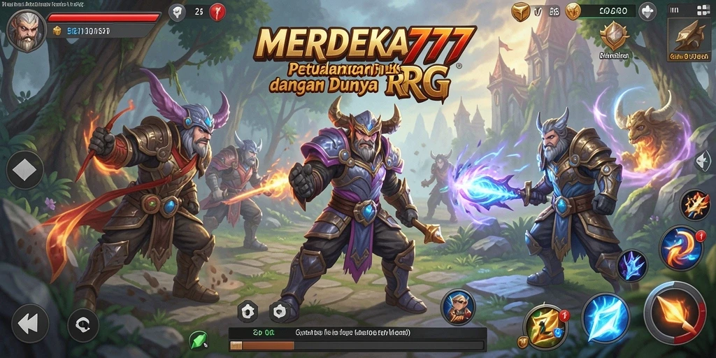Tampilan gameplay mendebarkan dalam MERDEKA777, menjelajahi dunia fantasi yang luas.